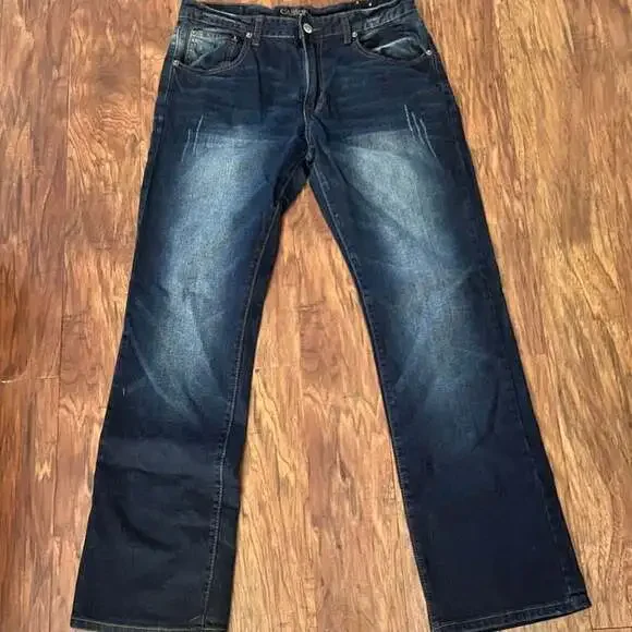 Carbon Jeans Men 30x30 Slim Straight Freedom Flex Distressed Dark Denim Pants - Picture 1 of 4